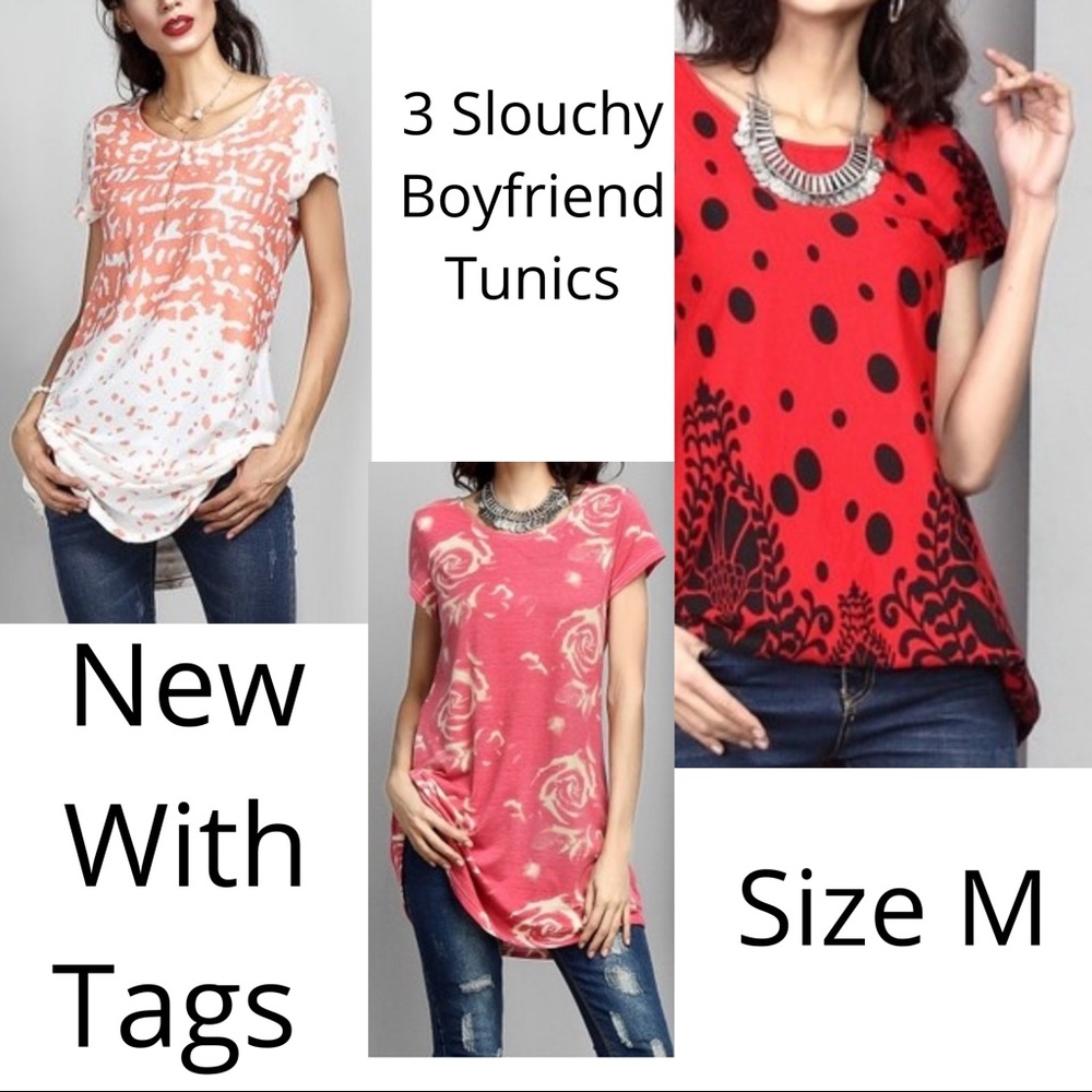 NWT Three Slouchy Boyfriend Tunics